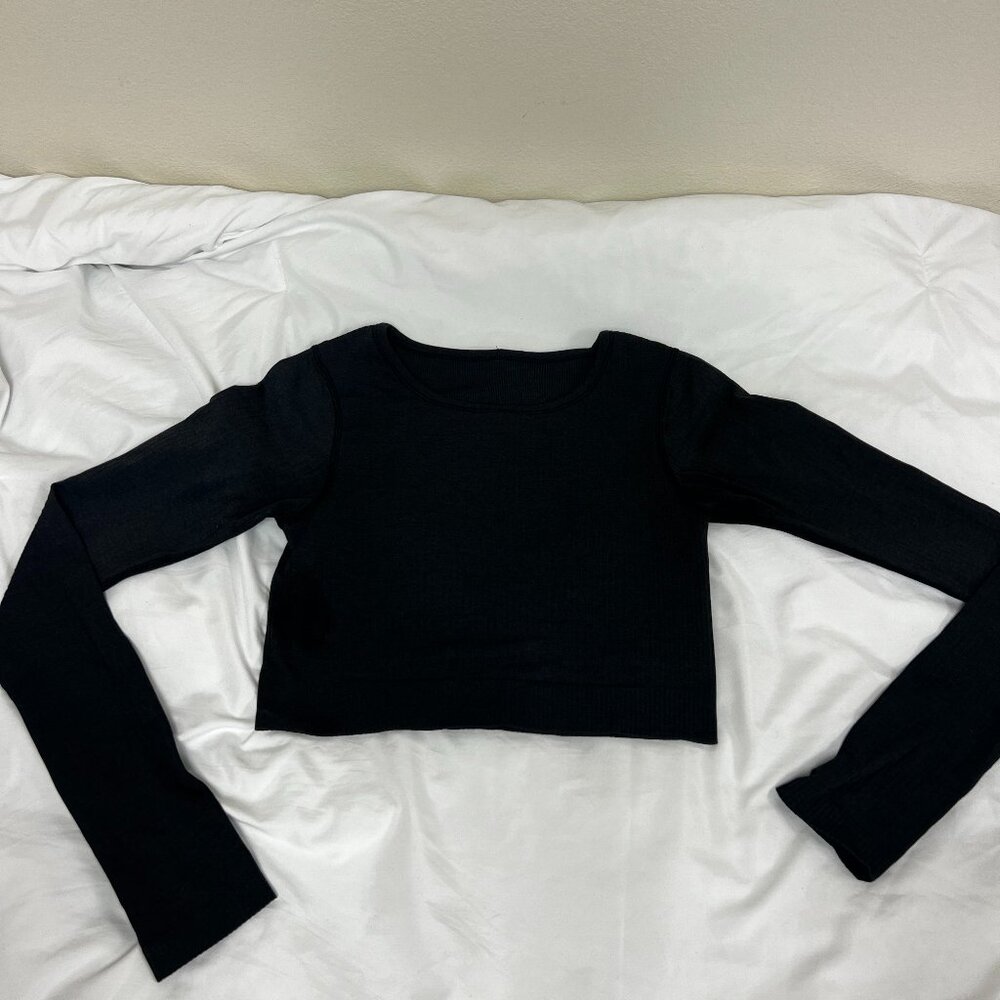 Lululemon Ebb to Street Long-Sleeve Ribbed Shirt, Size 6, Black